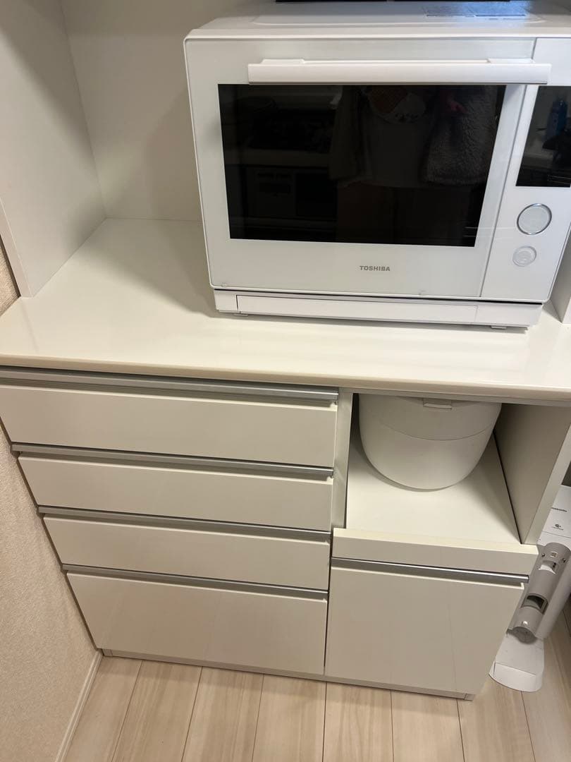 [幅90cm] キッチンボード レジューム90AG-S WH/90QH-R WH