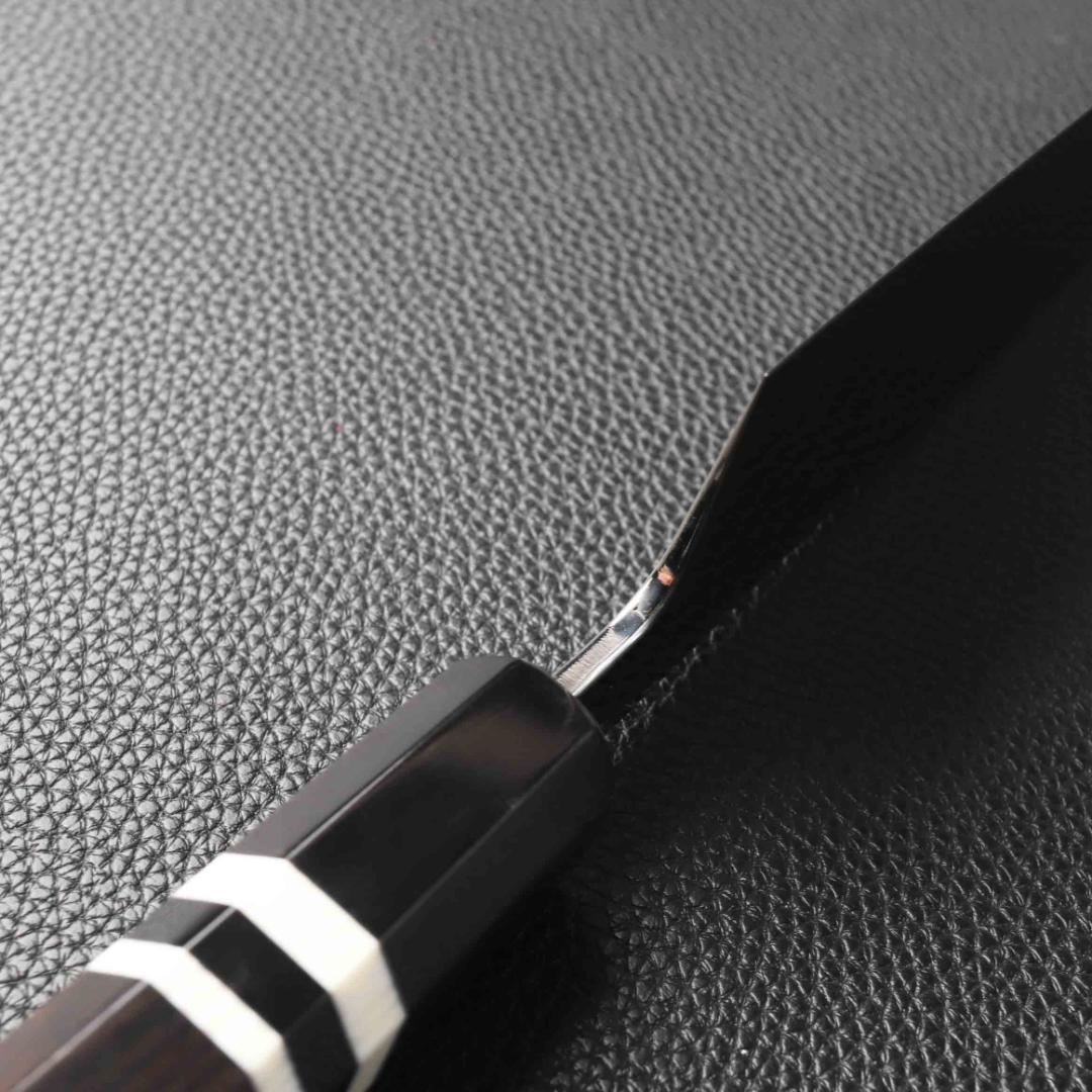 11040牛刀7寸家庭用 業務用刺身包丁鏡面仕上げ両刃 黒檀黒水牛白三本巻八角柄