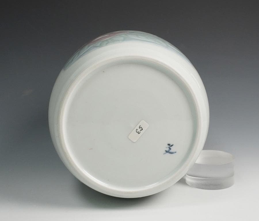 島田文雄 彩磁椿文水指 共箱 茶道具