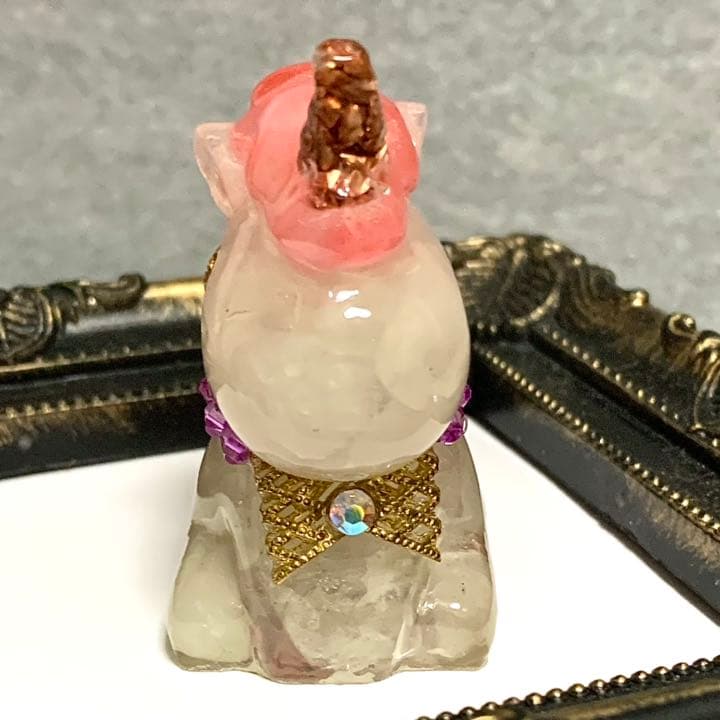 オルゴナイト　ユニコーン　リボン　〜台座付き〜