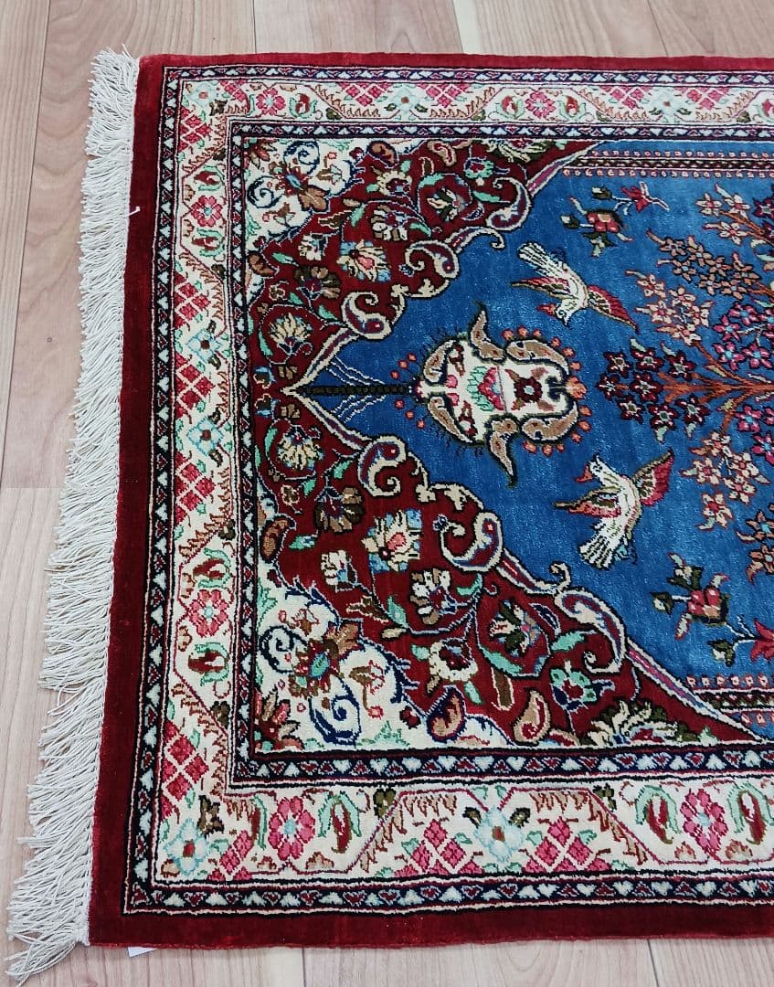 Y3200 高級ペルシャ絨毯 クム産 シルク100% 手織り100万ノット