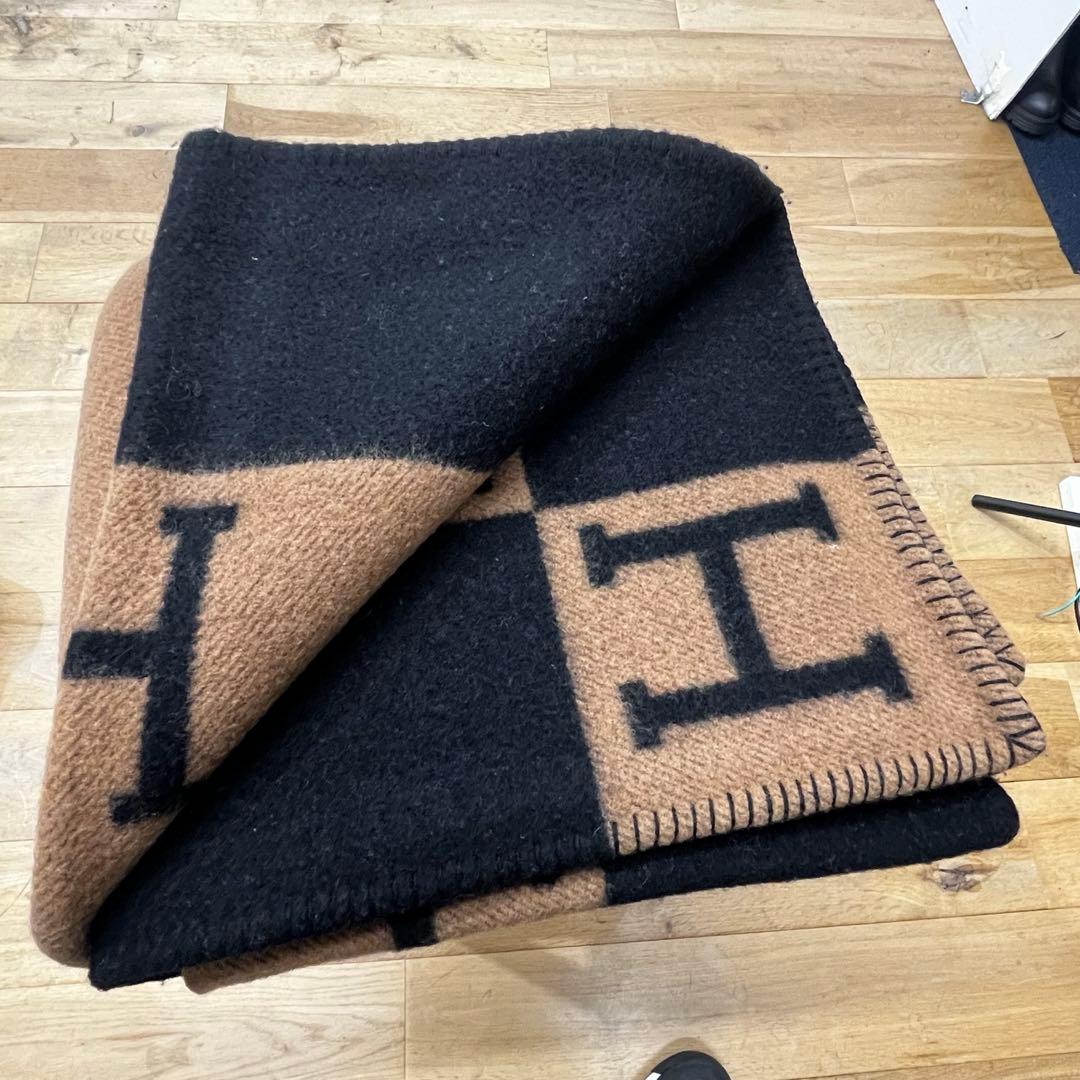 エルメス Hermesアヴァロン ブランケット ウールカシミヤ プレード