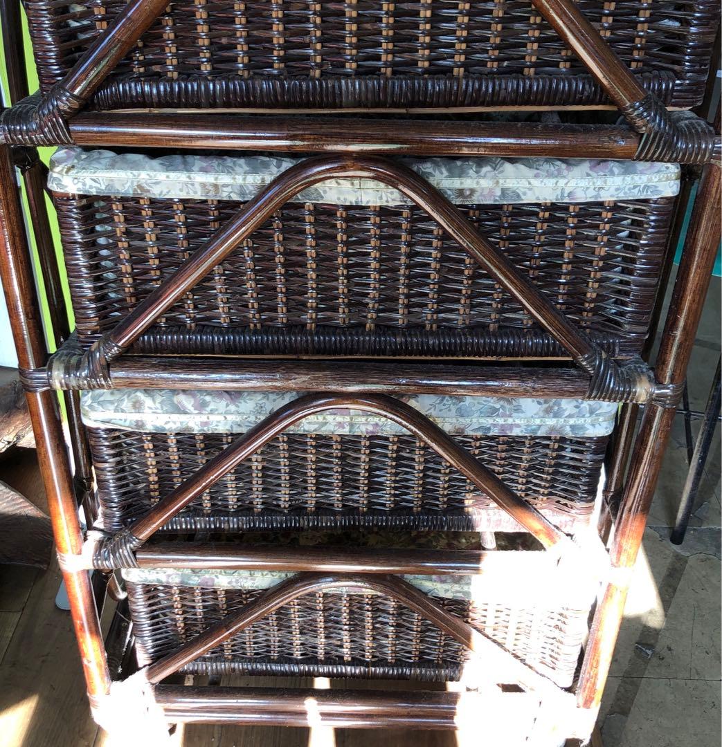 昭和レトロ 籐家具 ラタン ラック チェスト 4段引き出し　中古