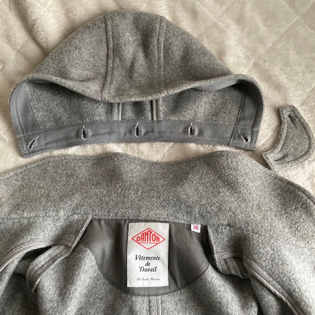 極美品　DANTON ウールモッサ・フーデイロングコート　グレー系　メンズ38