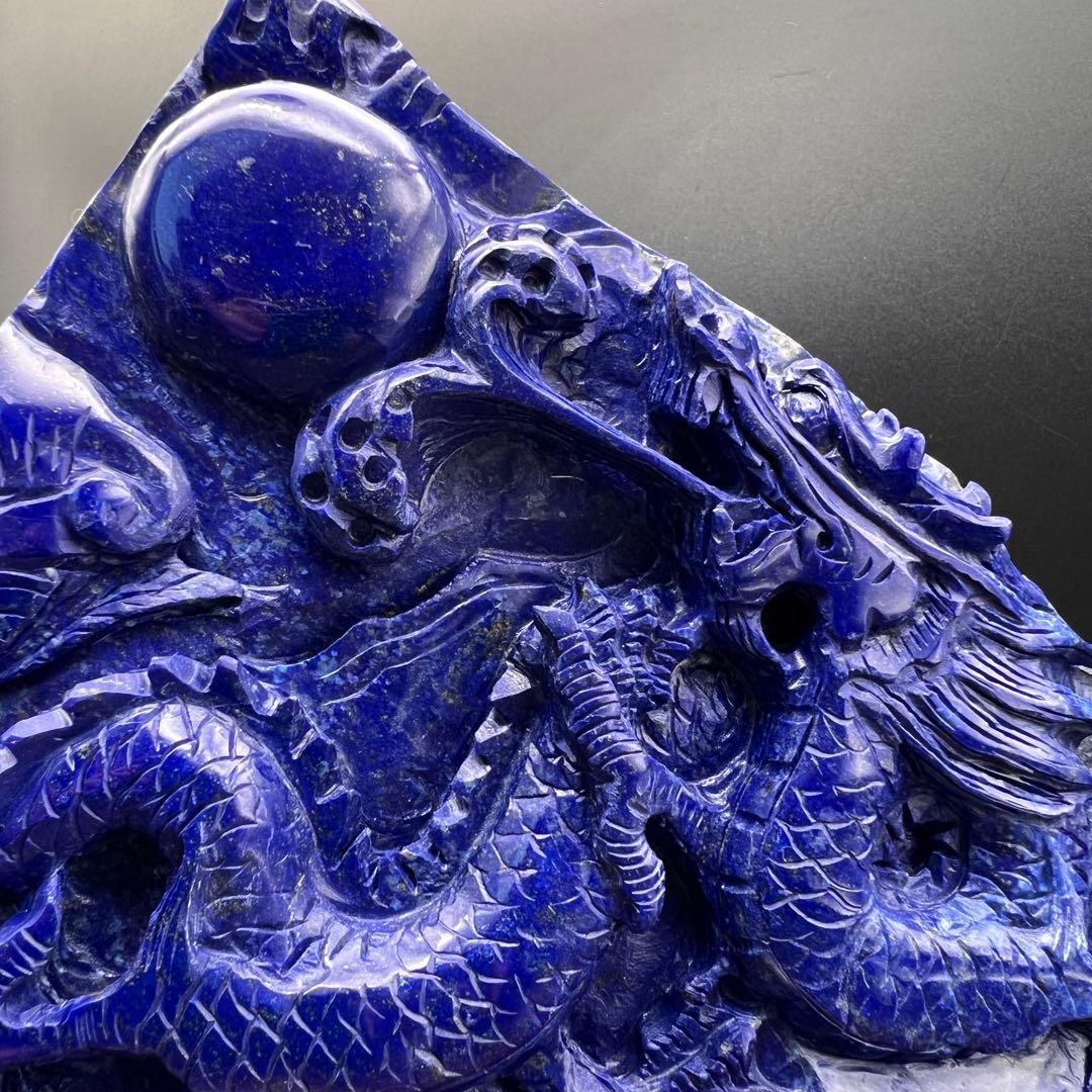 新年開運にも✨極上の逸品☆青龍✨ラピスラズリ 龍彫り 原石 天然石 置物 一点物