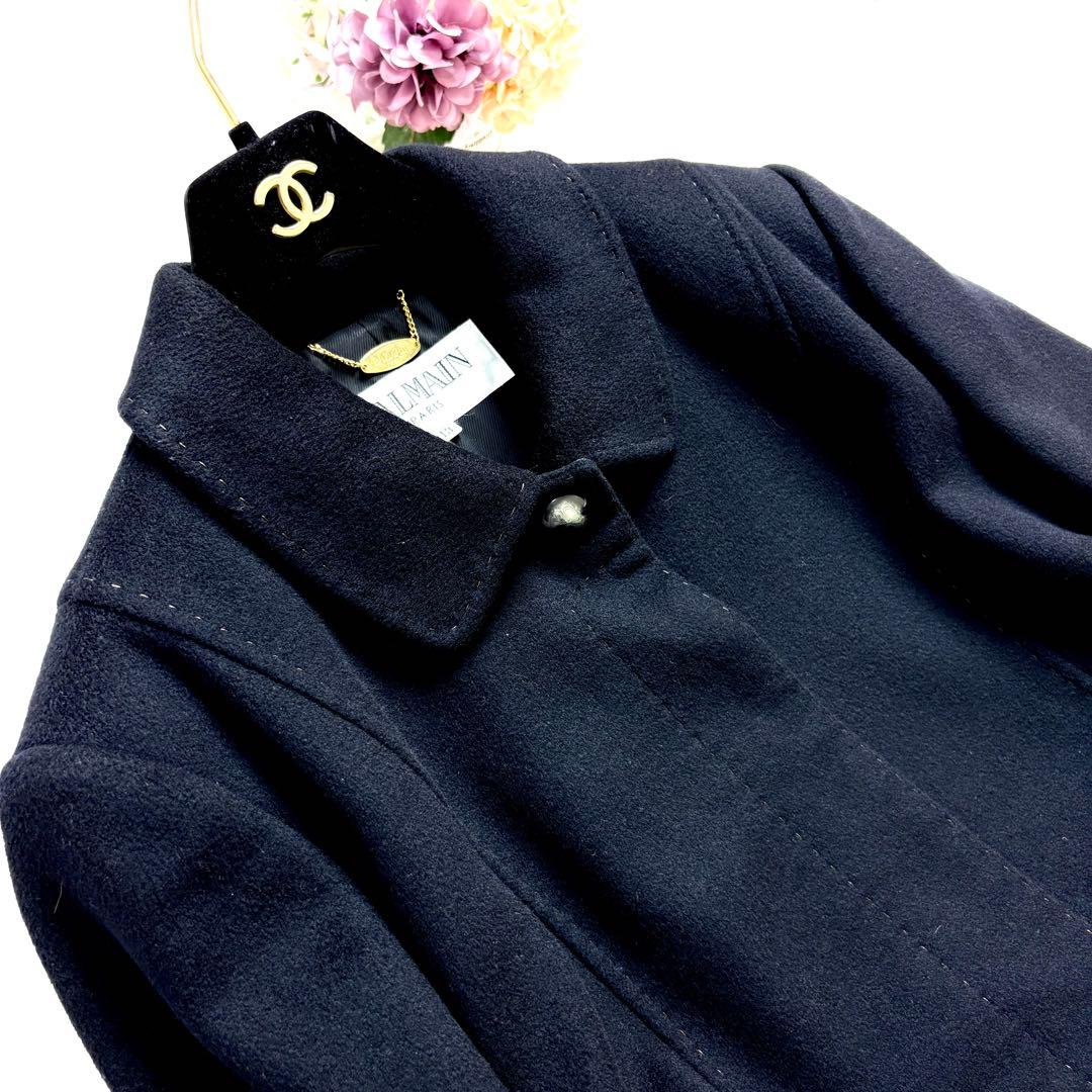 BALMAIN バルマン　カシミヤ100% ピーコート　黒　大きいサイズ