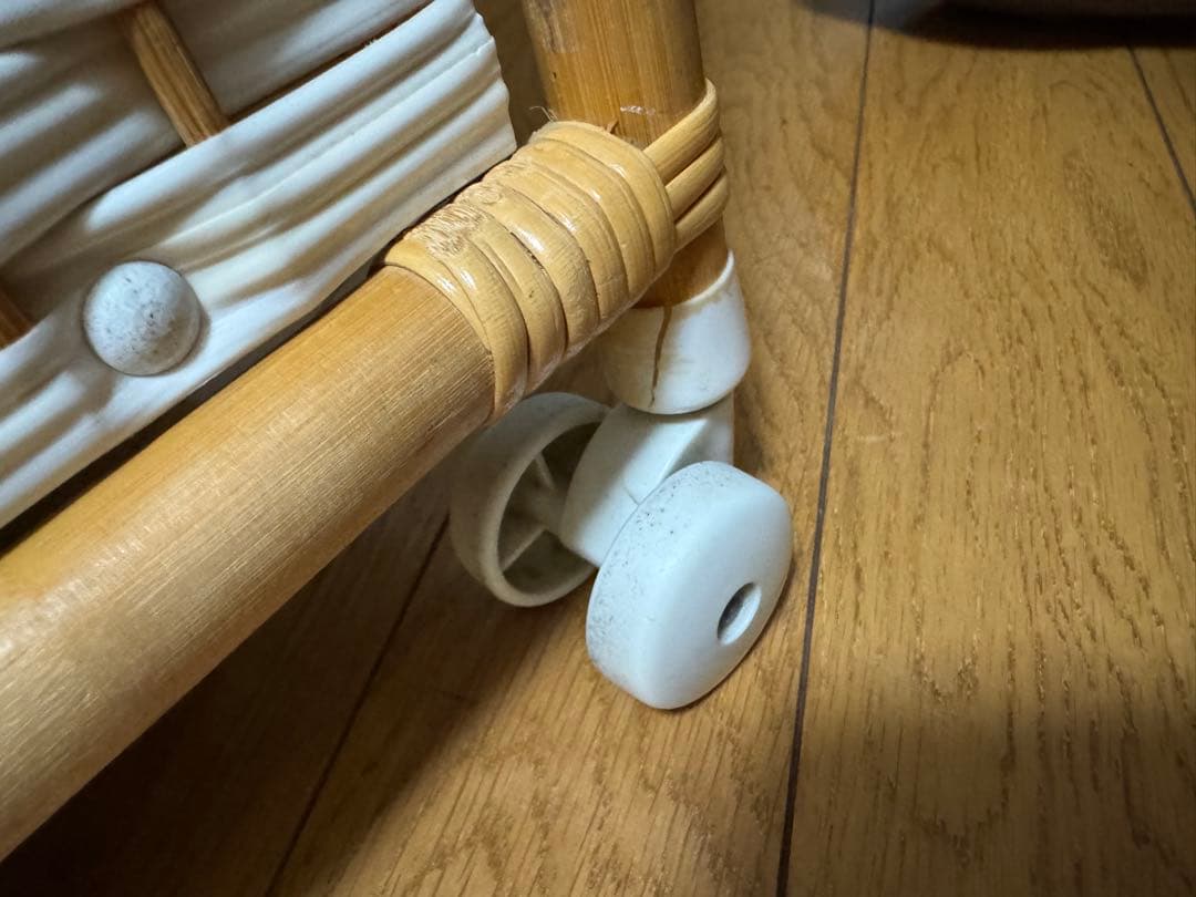 ミッフィー　ピンク　籐ラタン　大型 蓋付 バスケット3段　昭和レトロ　レア　希少