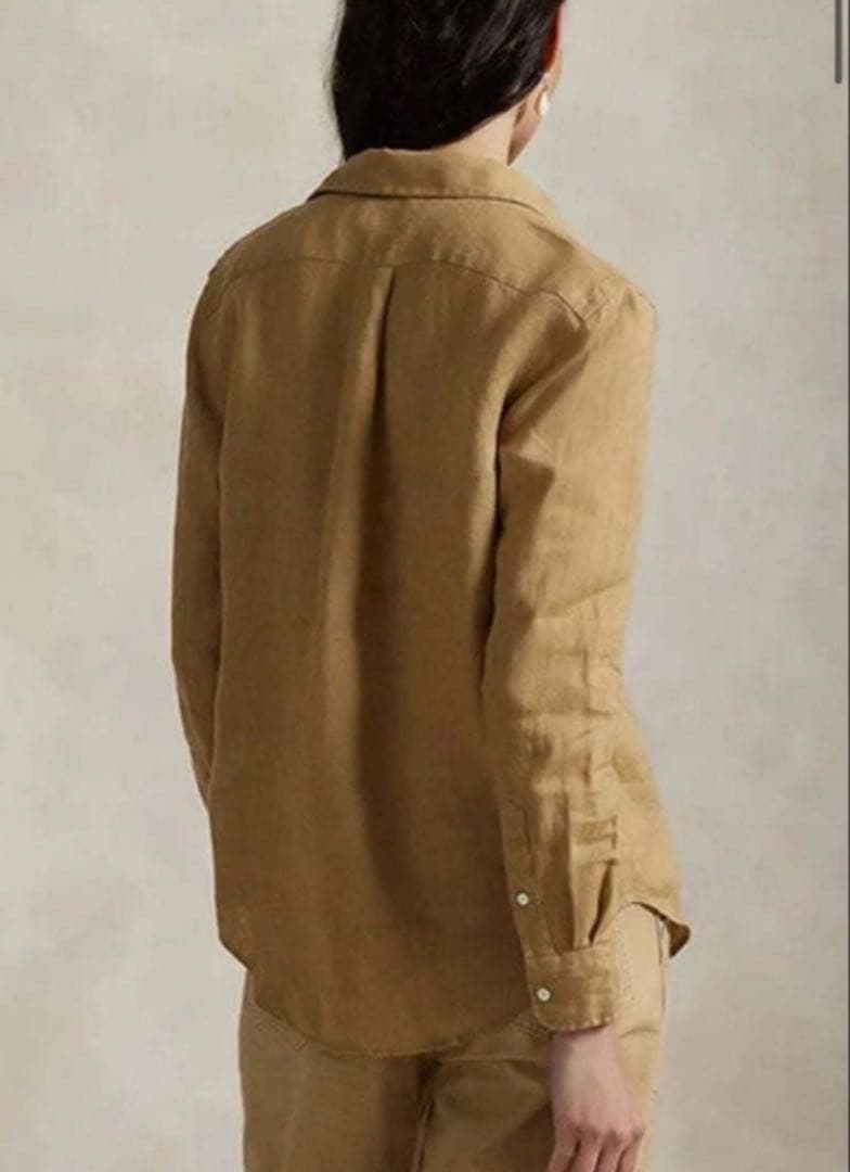 は*わ様 新品タグ付き　ポロラルフローレン リネン ボタンダウンシャツ ベージュ