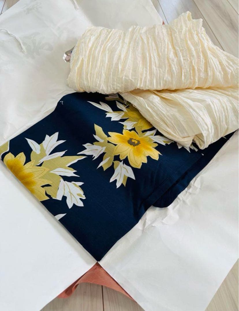 utatane ひまわりデザイン 浴衣 兵児帯 セット 2点セット