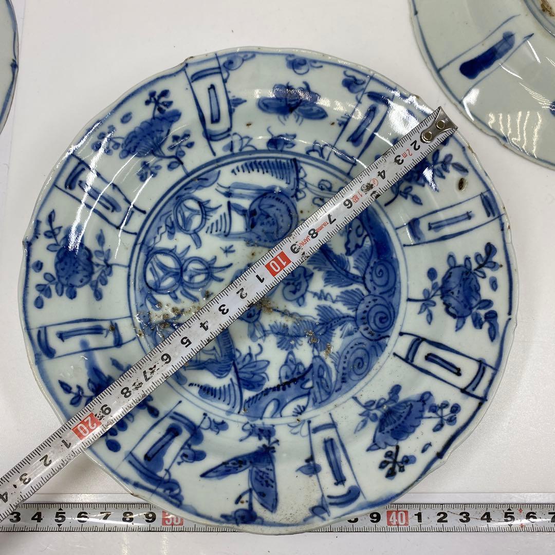 専用　中国明時代　古染付　七寸皿　7枚　チヒコ　東さ6-1201③