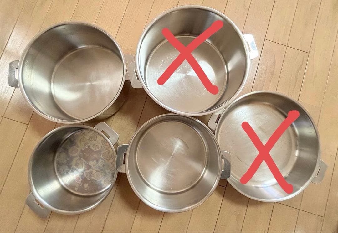 【美品/中古品】CRISTELステンレス鍋セット20.22cm鍋、蓋セット