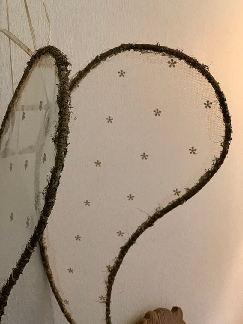 フランスアンティーク　レースの羽 チュールレース オブジェ