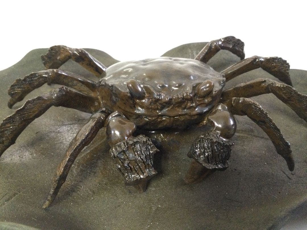 陶器置物 蟹置物 銘無し 焼物 M 検)水月焼 楽山焼 二六焼