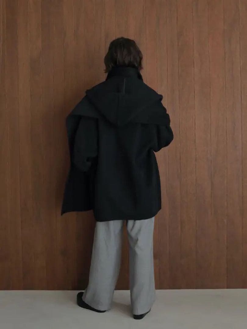 【美品】ETRE TOKYO フーディストールリバーショートコート ブラック S