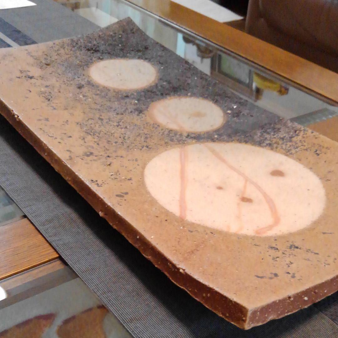 力強い迫力　脚つき長方皿　備前焼