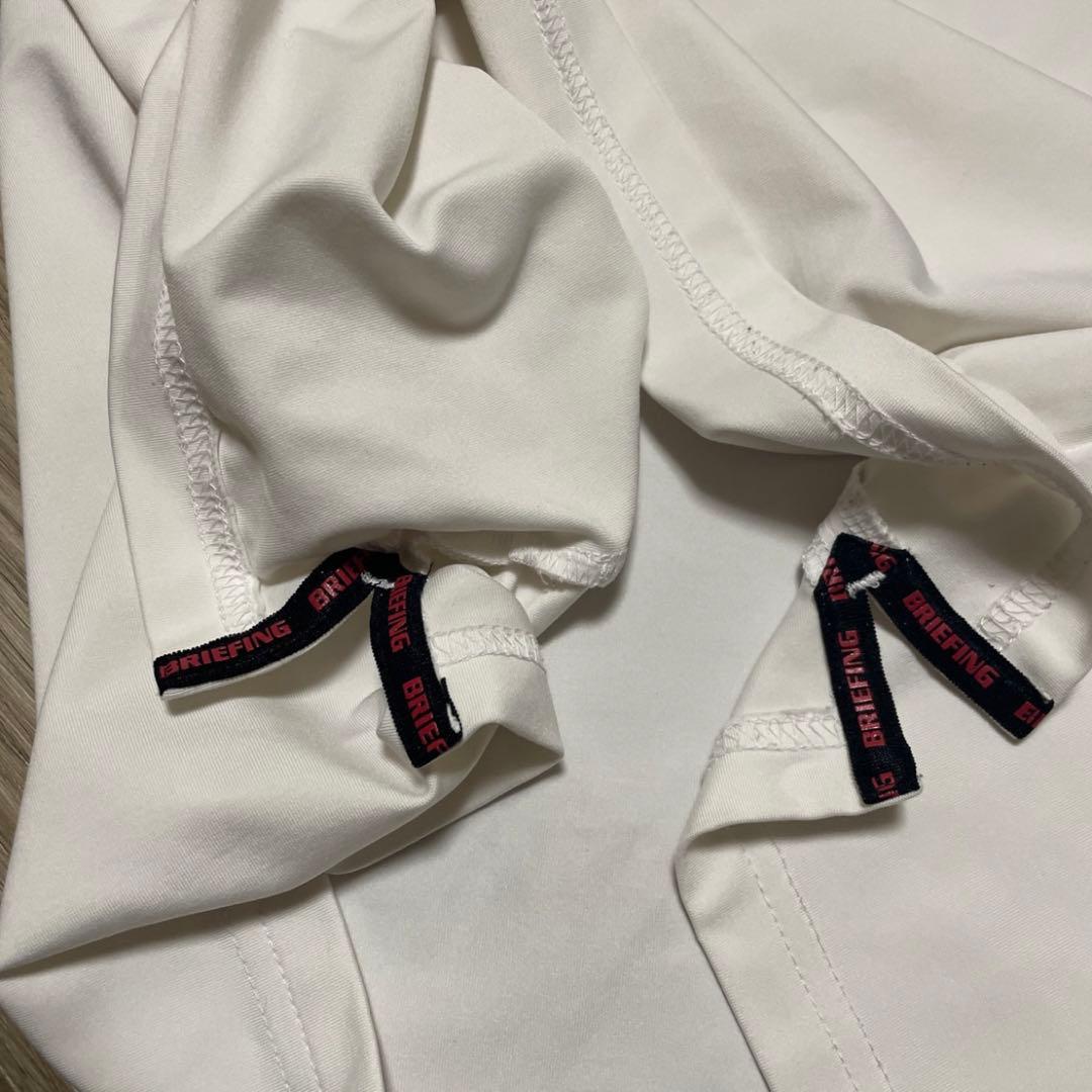 【美品】BRIEFING ブリーフィング ホワイト ポロシャツ 肩ロゴライン