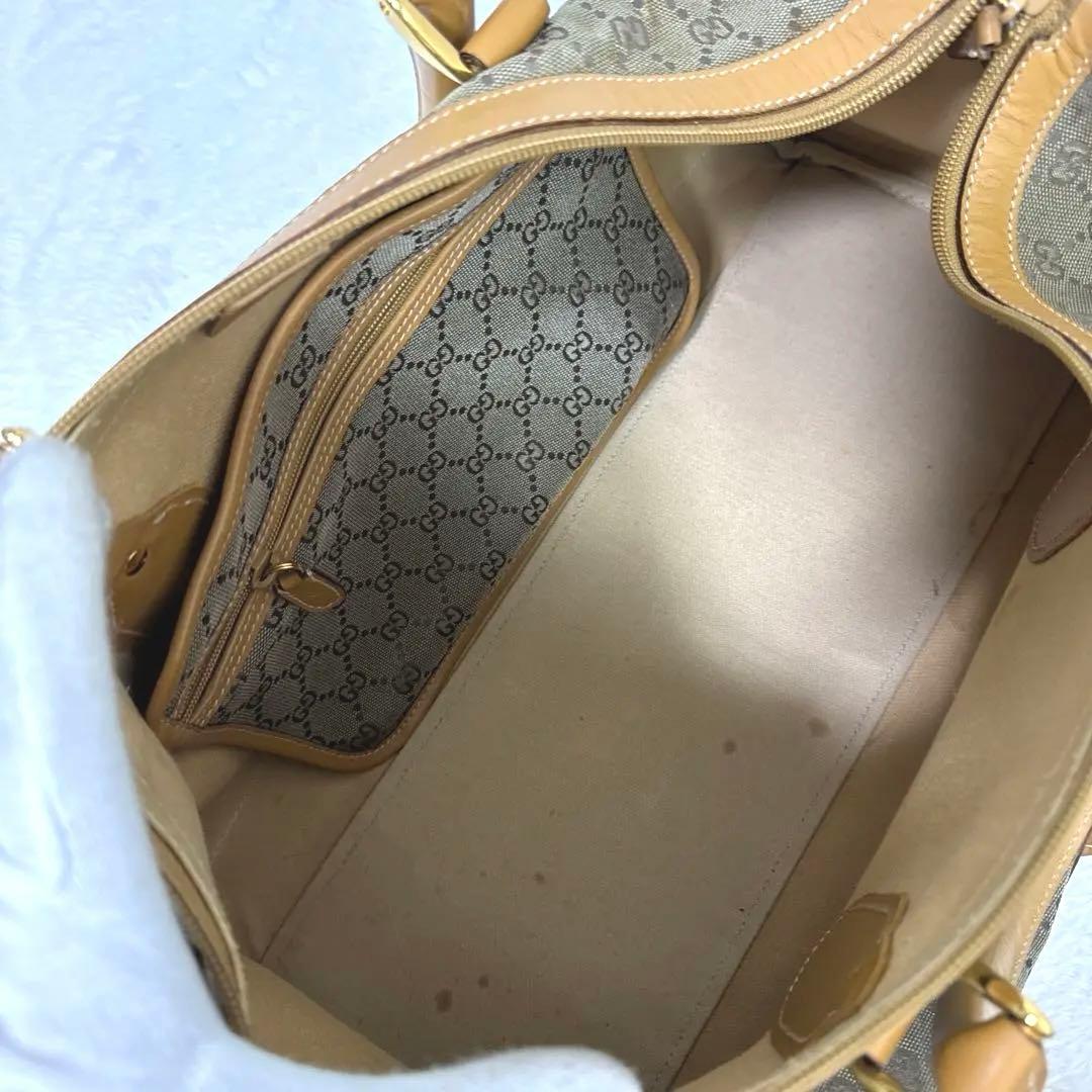 GUCCI グッチ GGキャンバス 2WAY ボストンバッグ ゴールド金具