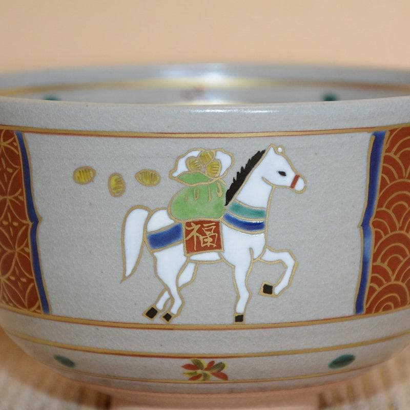 茶道具　京焼　清水焼　干支茶碗　乾山写間取午茶碗　新品　橋本城岳　送料込み