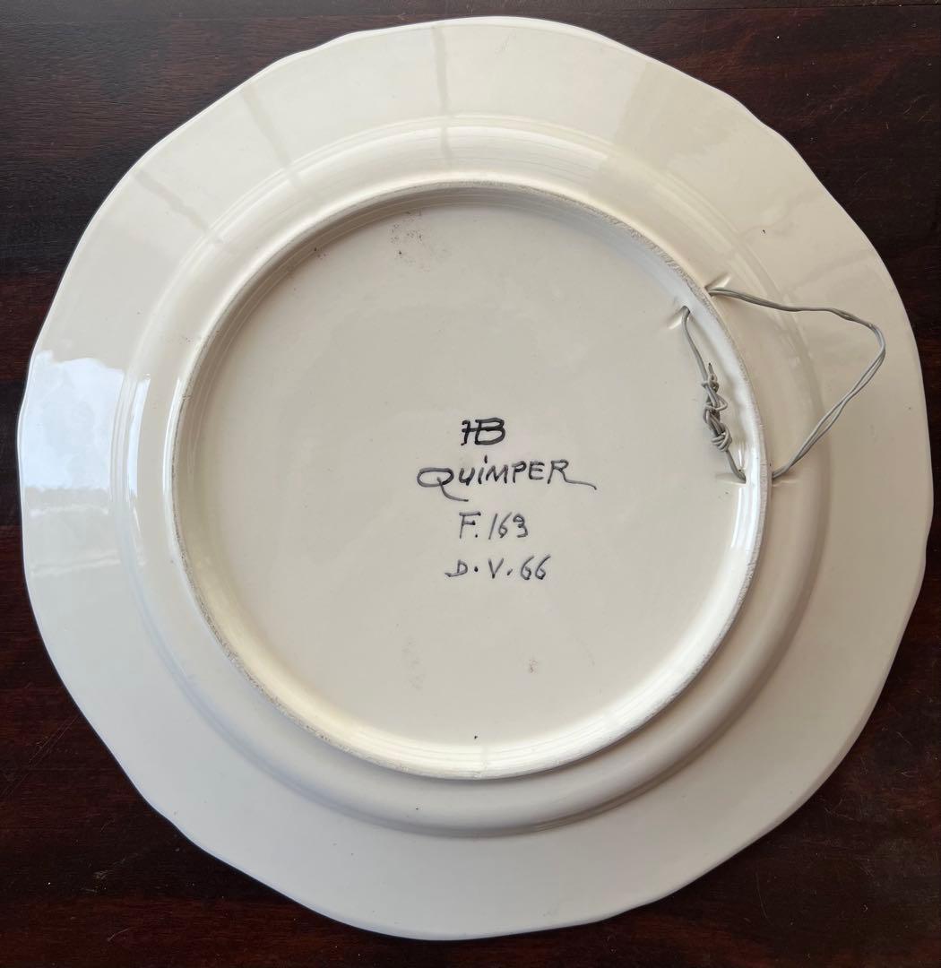 フランスHB Quimper 手描きプレート 1966年