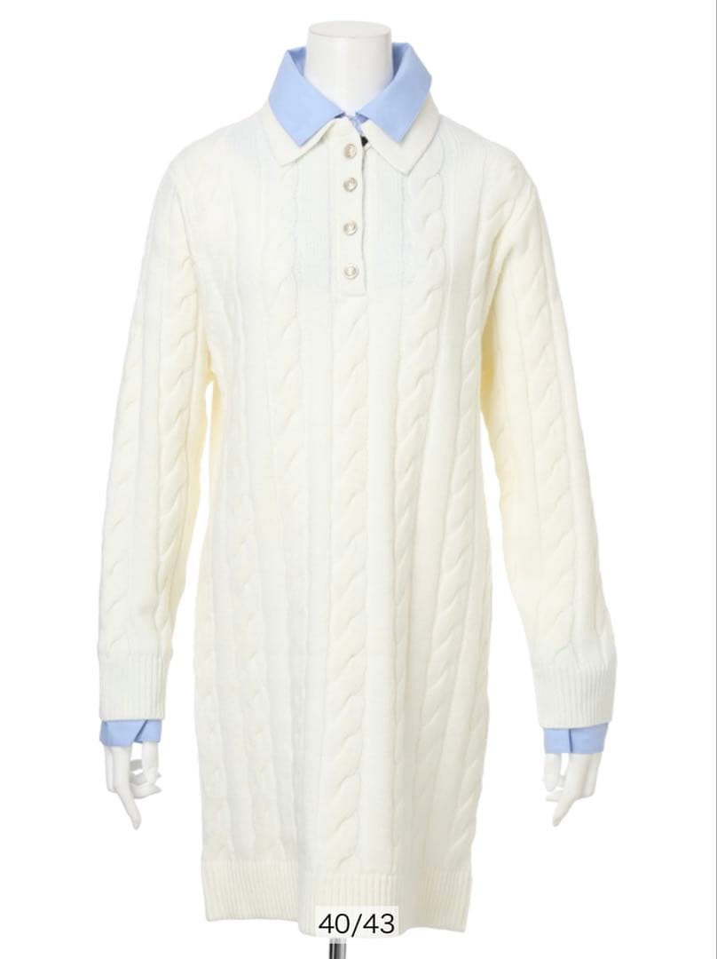 Apuweiser-riche ケーブルシャツレイヤードミニニットワンピース