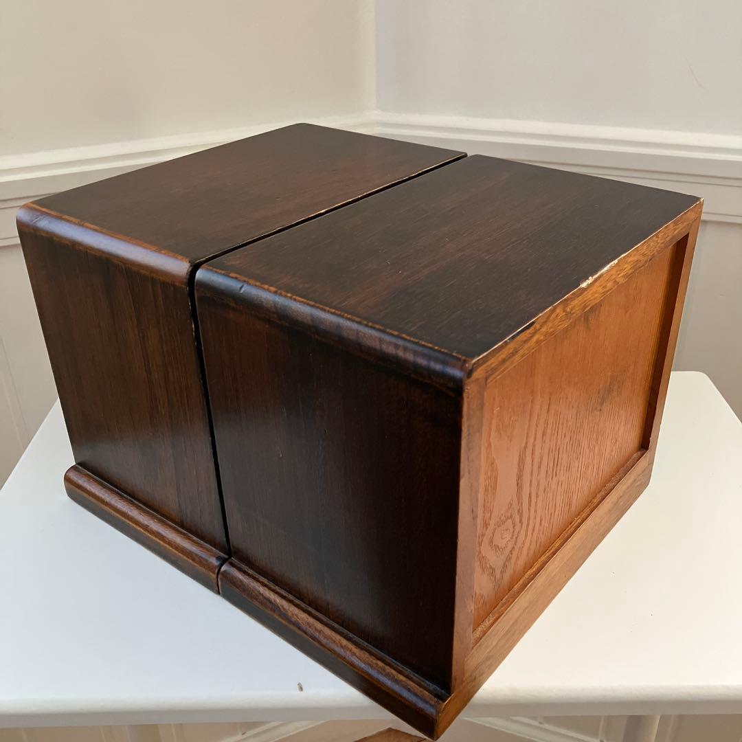 ダークブラウン木製折りたたみ式小物収納引き出し4個