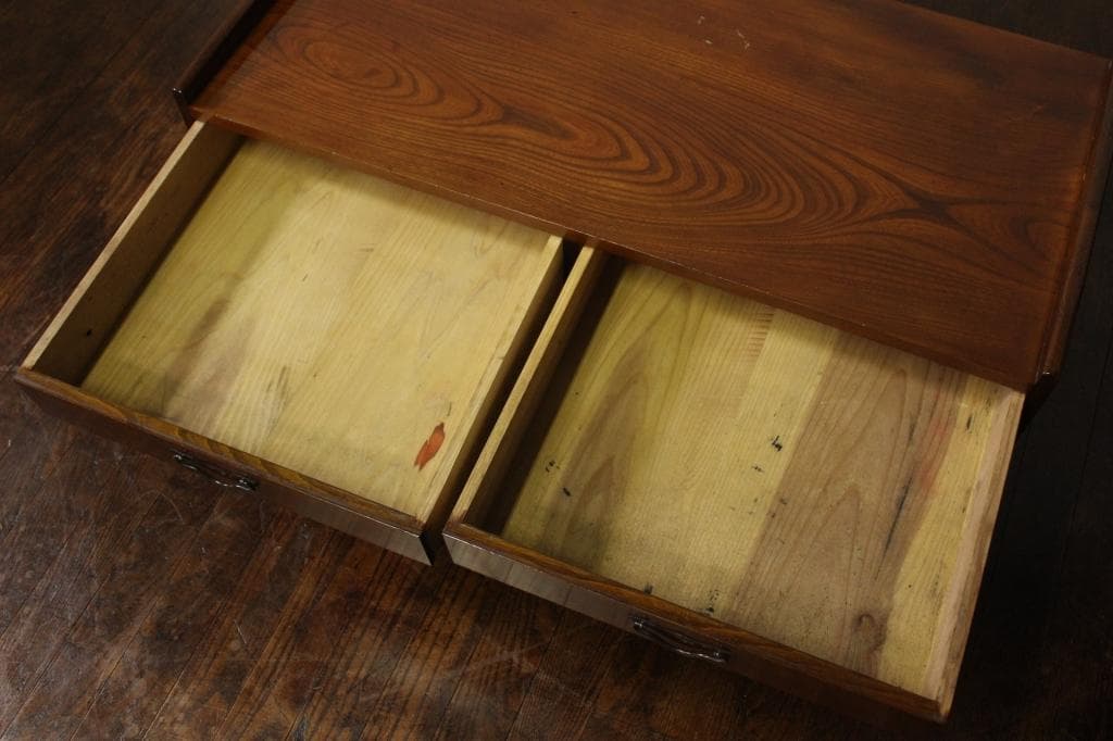 レトロ・アンティーク！欅一枚板と栗無垢材！古い文机！古家具/テーブル/古道具