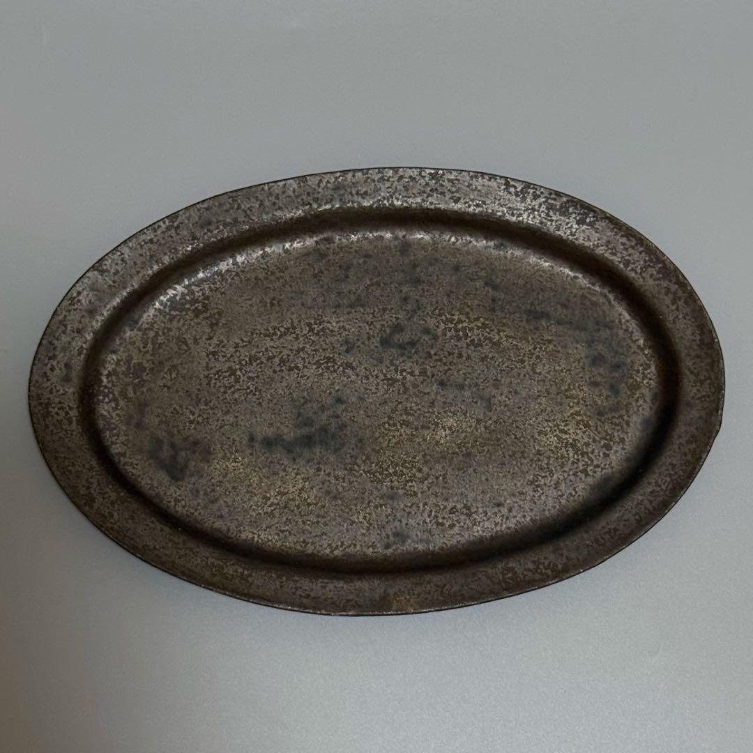 安福由美子 錆釉オーバル平皿 28cm 2枚セット