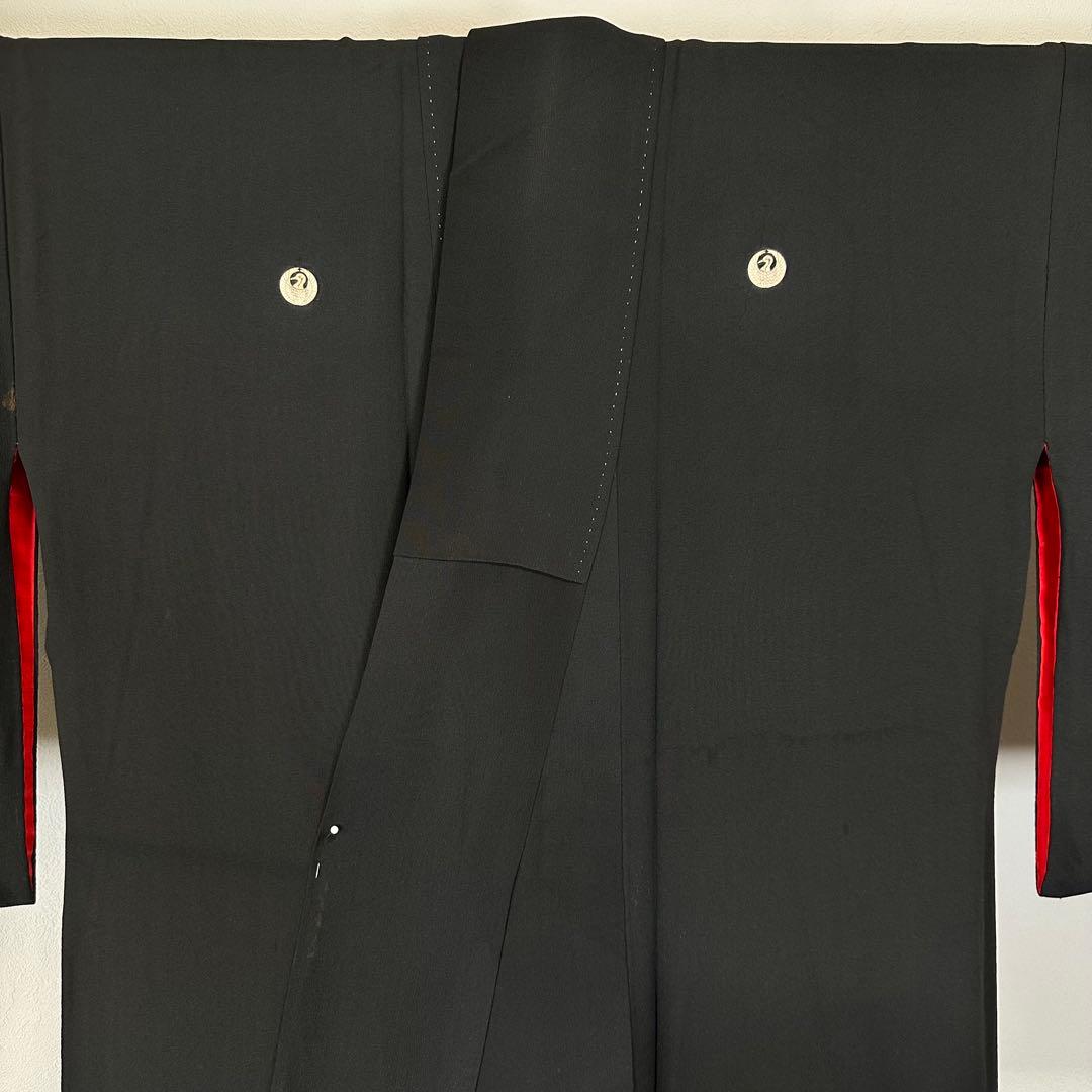 美品　着物　正絹　黒留袖　花嫁衣装　アンティーク　黒　赤　鷹　松　157