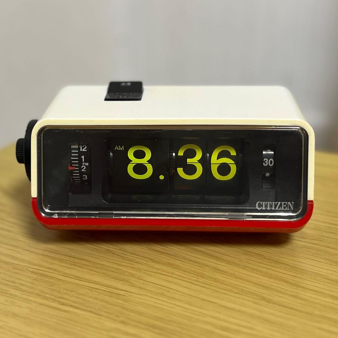 【メンテ済・動作正常】CITIZEN パタパタ時計 ハイリーフ・カーチス赤白