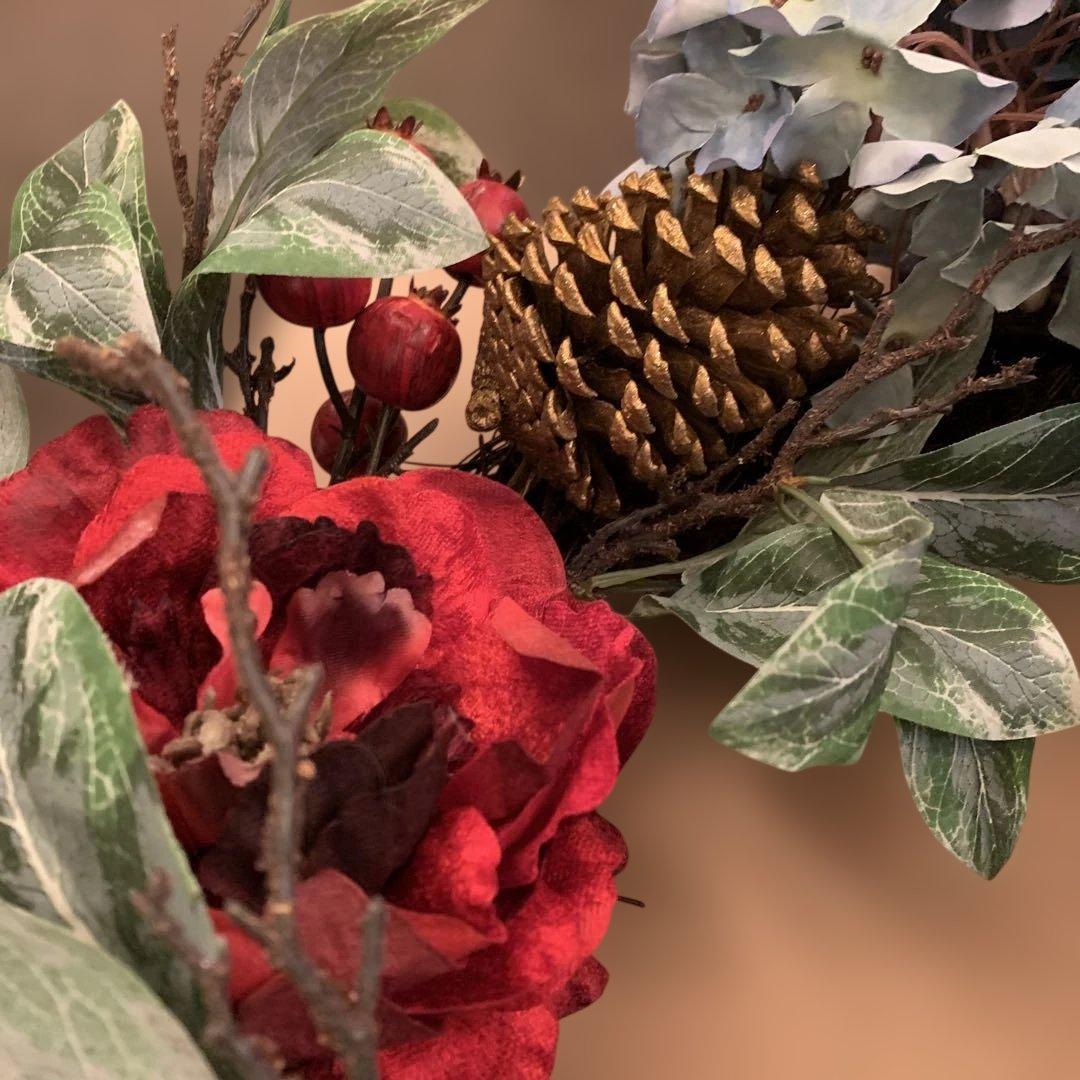 クリスマスリース 赤と緑のアレンジメント HM-336