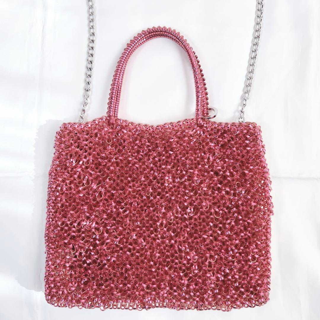 美品✨ アンテプリマ スタンダードスクエア ミディアム フクシアピンク チェーン