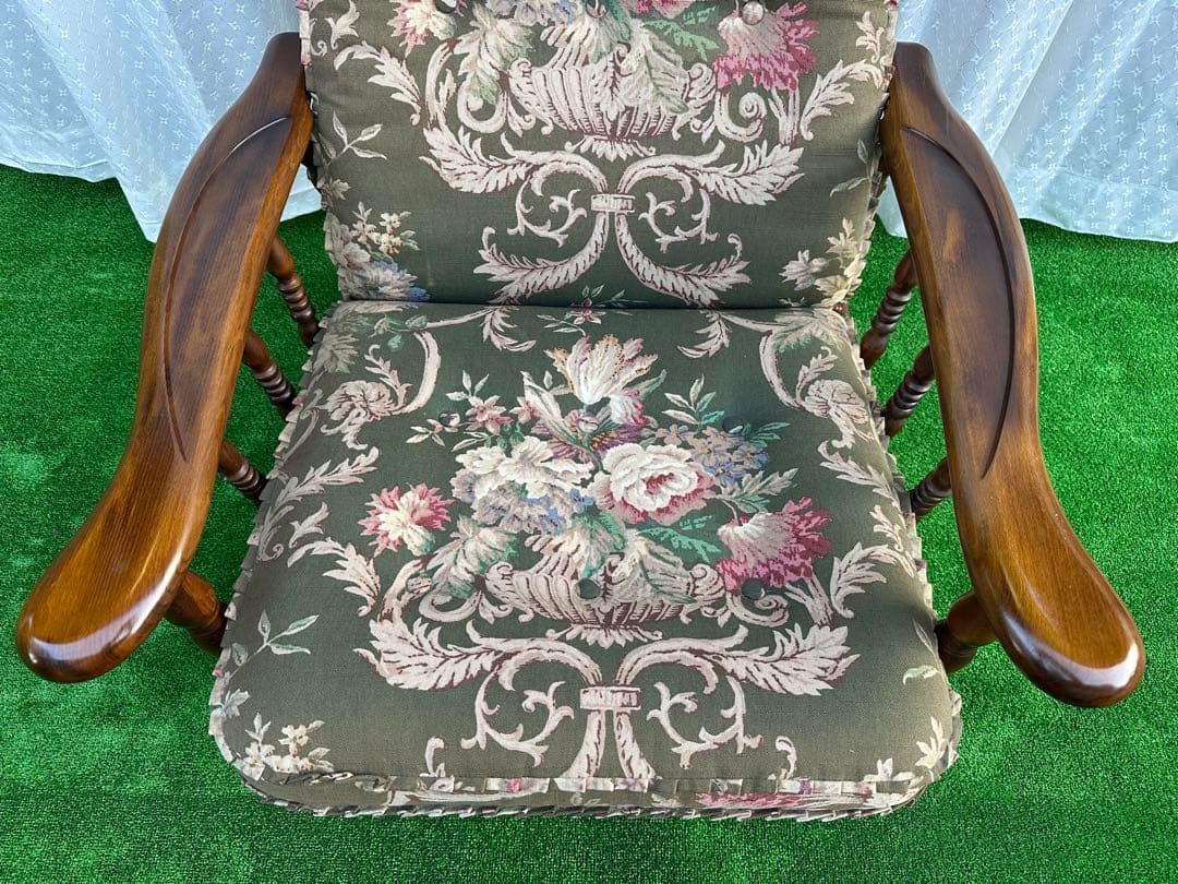 カリモク コロニアル クラシック花柄 リクライニングソファ 1人掛け i4-1※