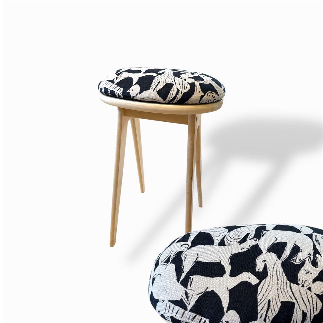 ミナペルホネン使用折りたたみハイスツール　イス 椅子　北欧スタイルインテリア家具