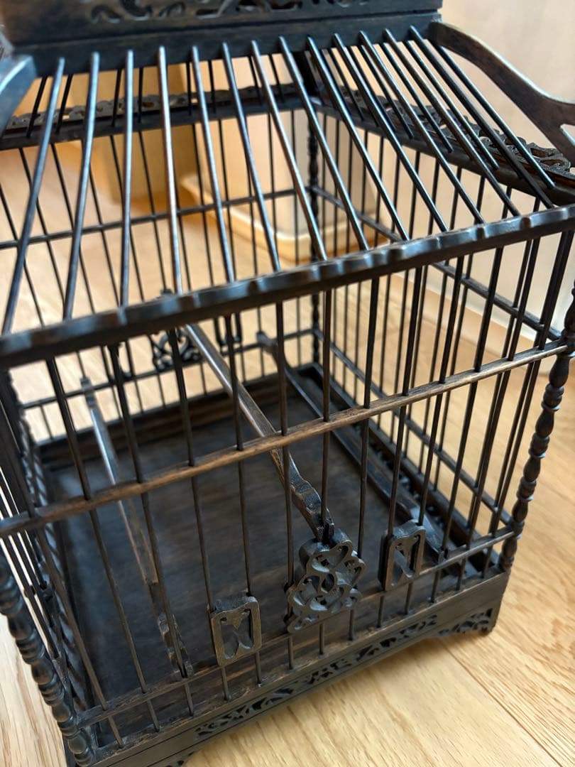 鳥籠　中国アンティーク　美品　龍　置物　木製品