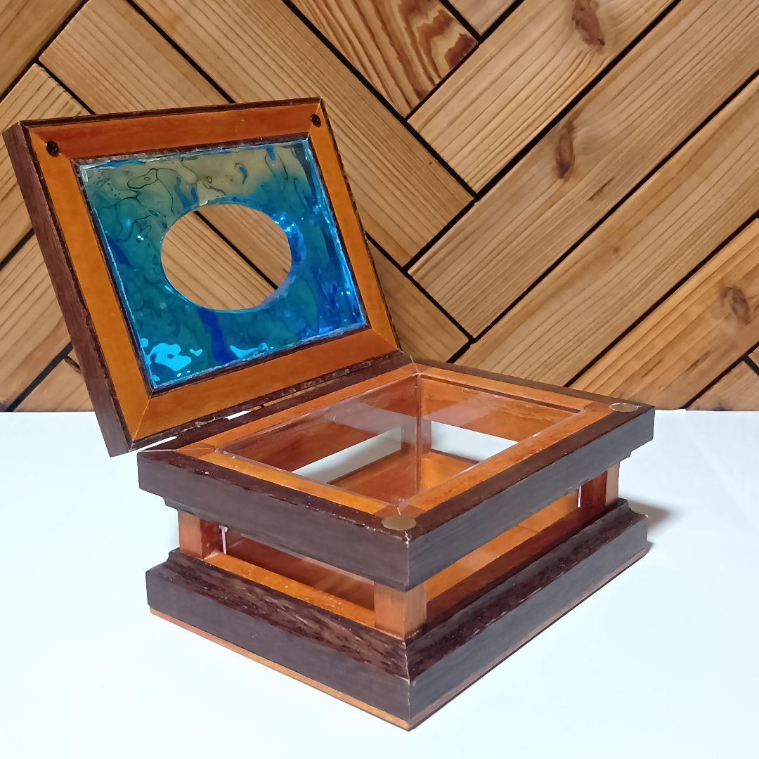 【1231】波紋揺れるオーシャンティッシュケース／ウッドレジン　インテリア