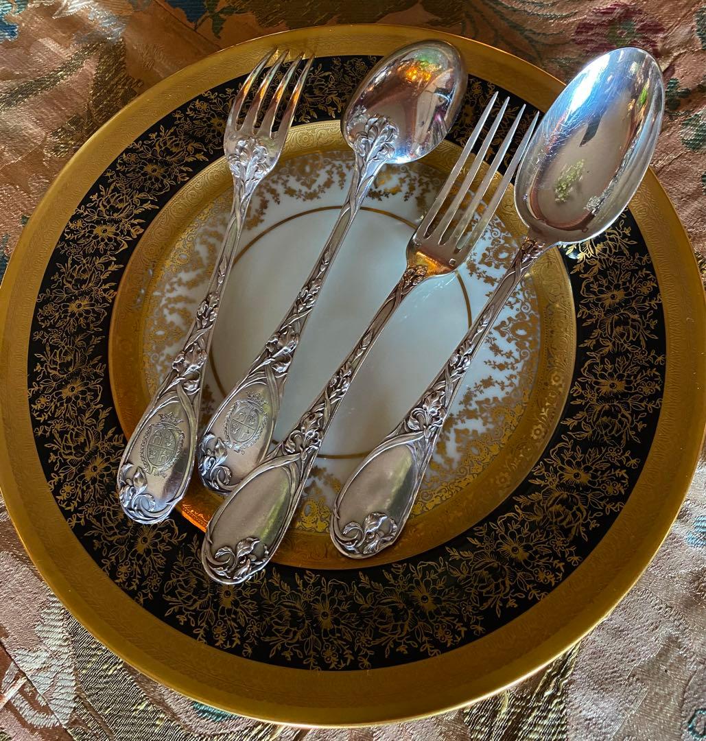 ピュイフォルカ　アイリス　純銀ディナースプーン　フォーク　各2本セット