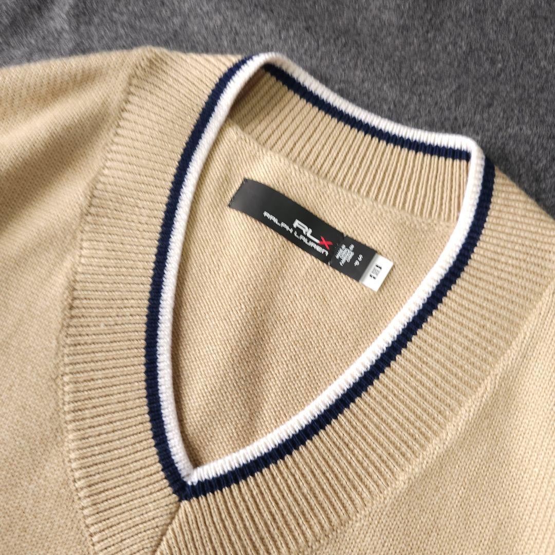 【RLXGOLF】現行QR付き 長袖Vネック チルデンニットセーターS ベージュ