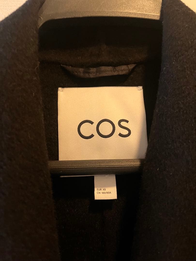COS ダブルフェイスウールピーコート　ブラック