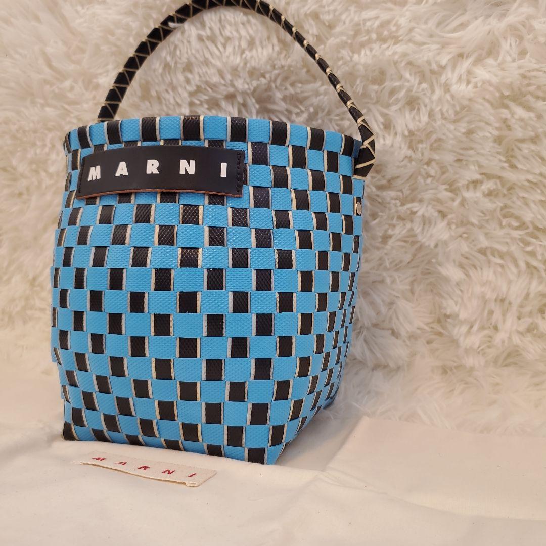 ⭐極美品⭐MARNI ワンハンドル かごバッグ　ブルー×ブラック
