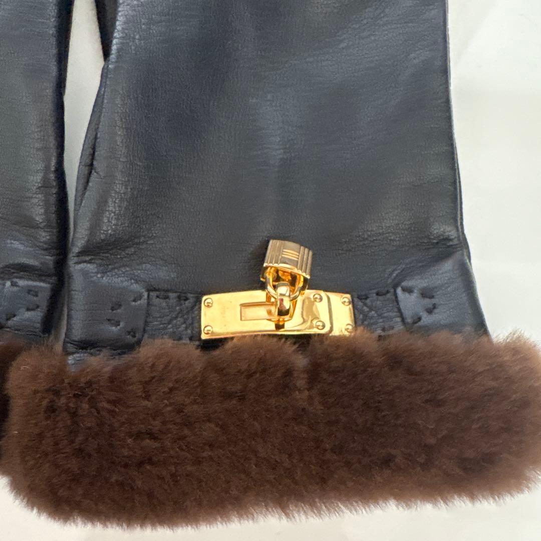 エルメス☆ケリーファーレザー手袋BLACK