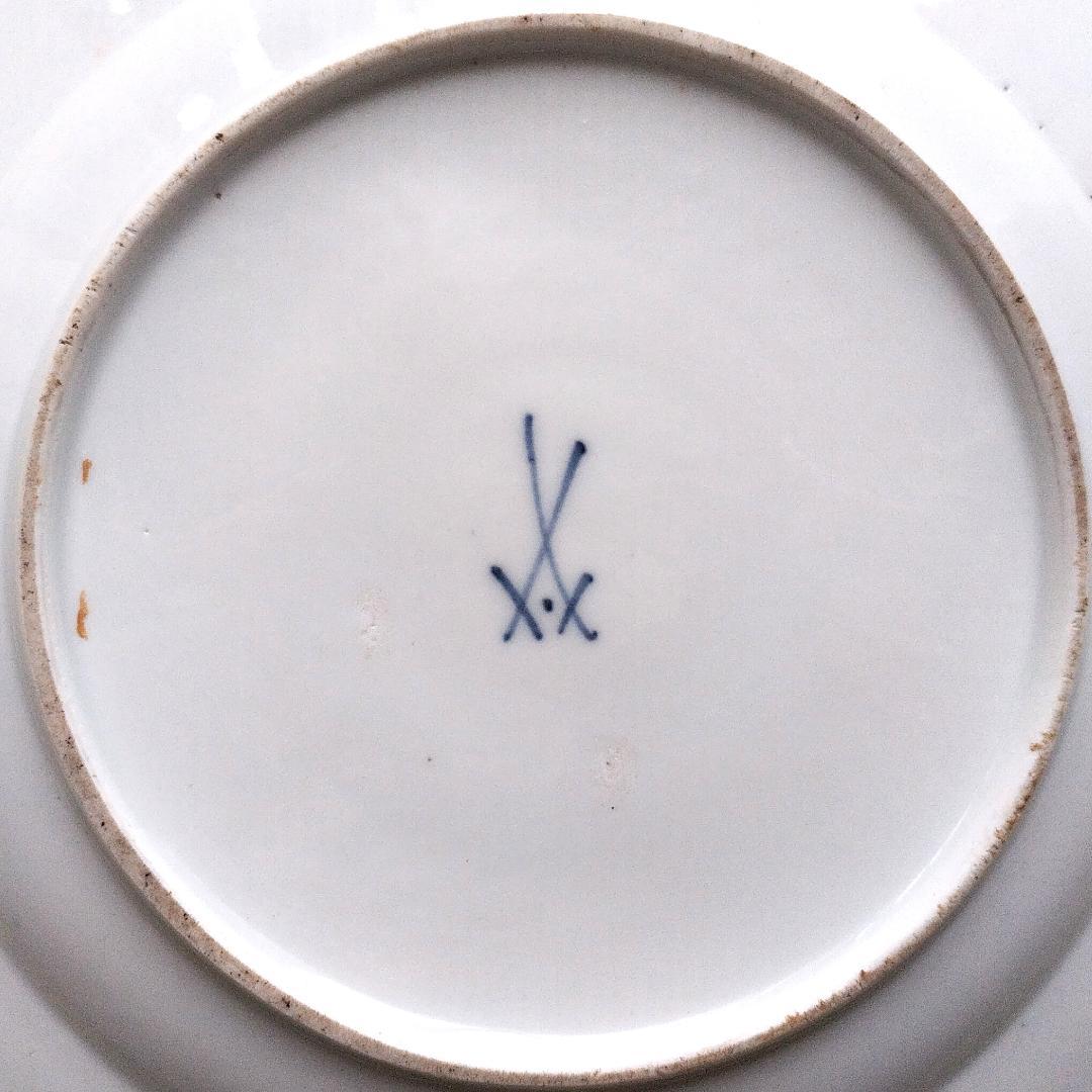 マイセン 1765-70年頃 金彩ロカイユパネル 花絵 ディナープレート