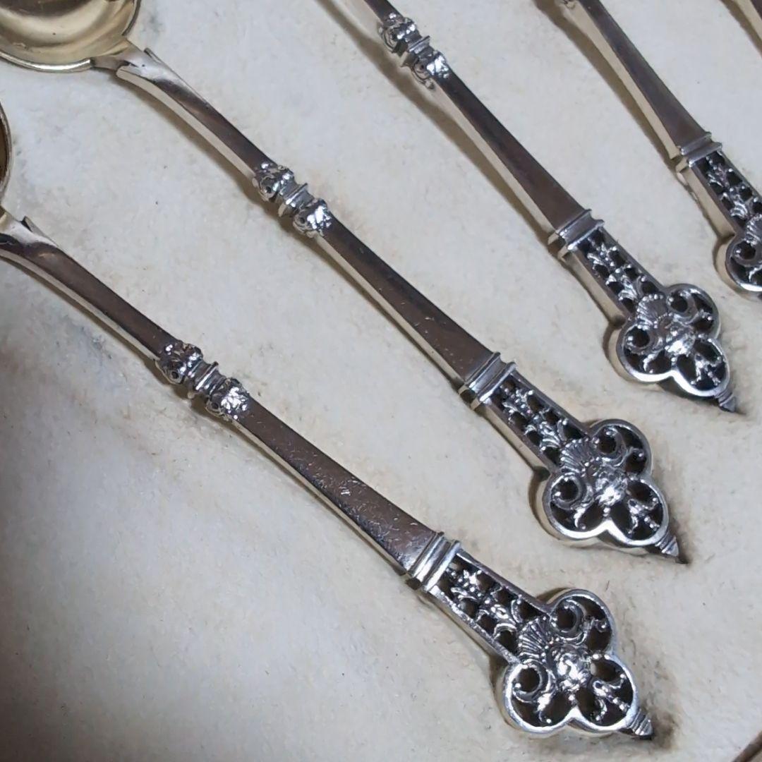 【希少♪】 カルディヤック スプーン 6本セット　ルネサンス　純銀×ヴェルメイユ