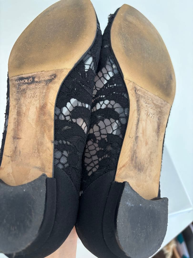 MANOLO BLAHNIK ハンギシ　レース　フラットシューズ