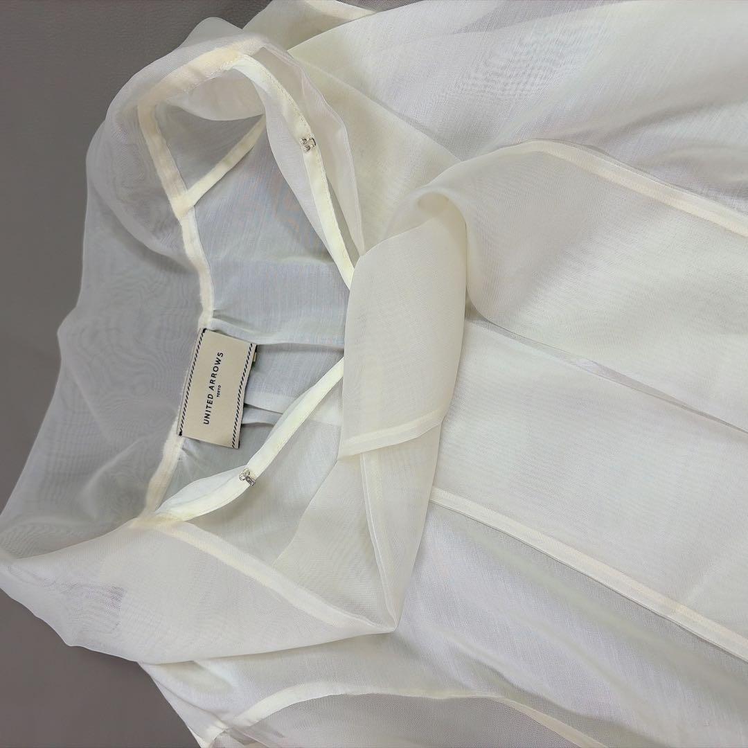ユナイテッドアローズ ボウタイ シアー ブラウス 生成り　セレモニー　38
