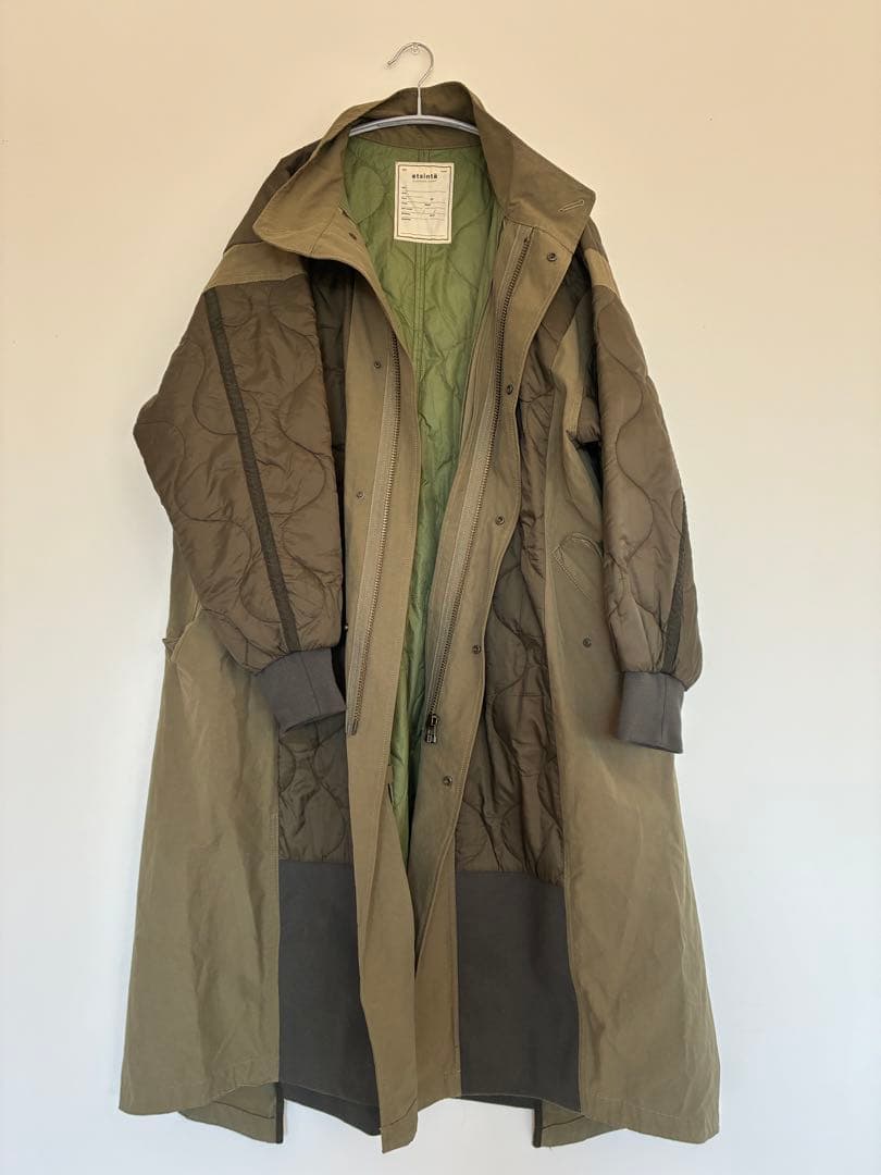 etsintä キルティング ロングコート オリーブ