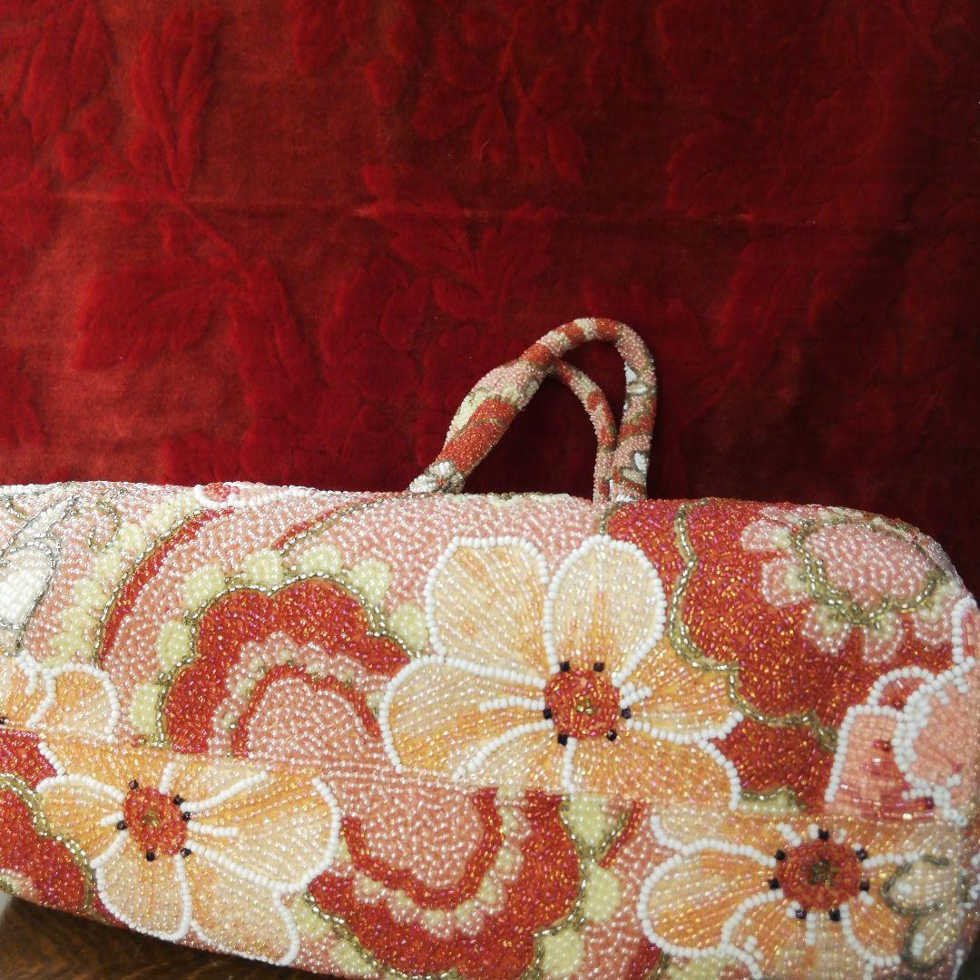 はしもと 花柄 豪華総ビーズ刺繍 ハンドバッグ