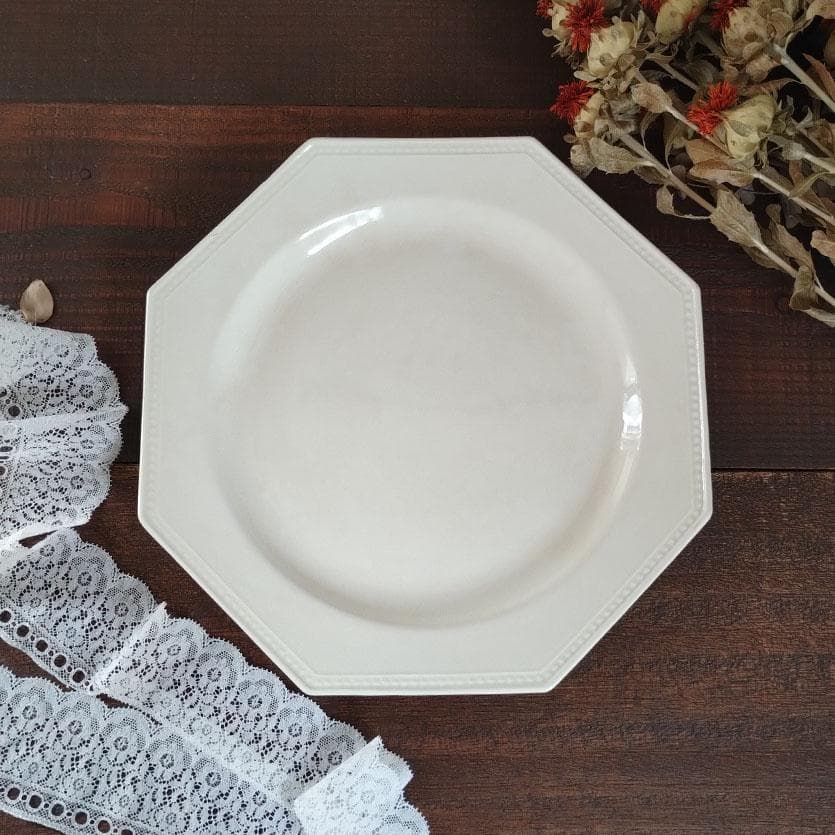 オクトゴナルプレート　フランスアンティーク　クレイユモントロー　八角皿　ディナー