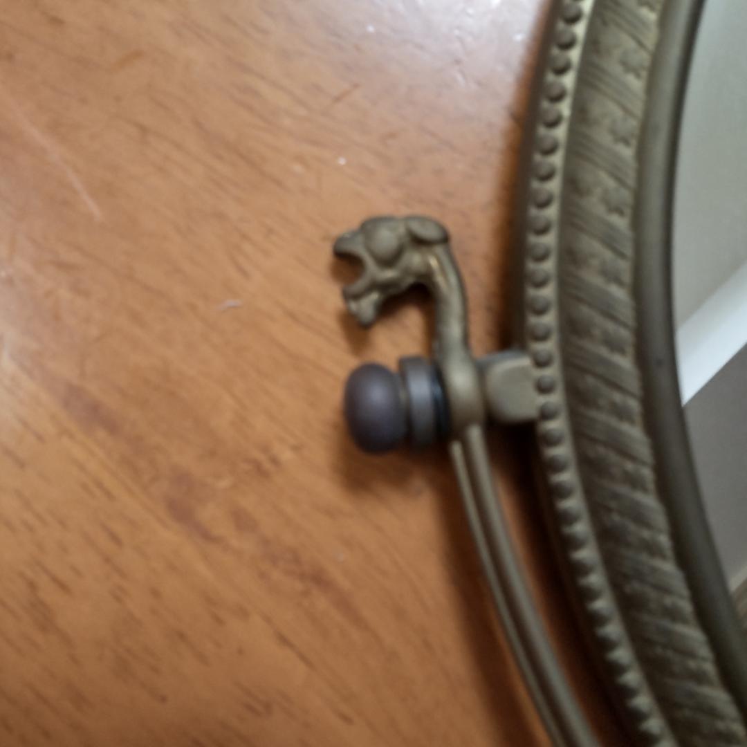 アンティーク仕上げ　鏡 ミラー スタンドミラー 卓上ミラー 卓上鏡 真鍮　ゴール