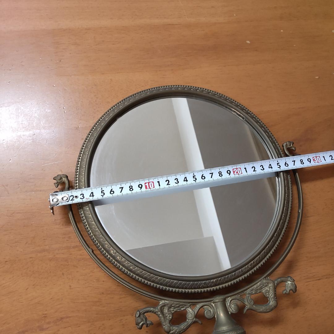 アンティーク仕上げ　鏡 ミラー スタンドミラー 卓上ミラー 卓上鏡 真鍮　ゴール