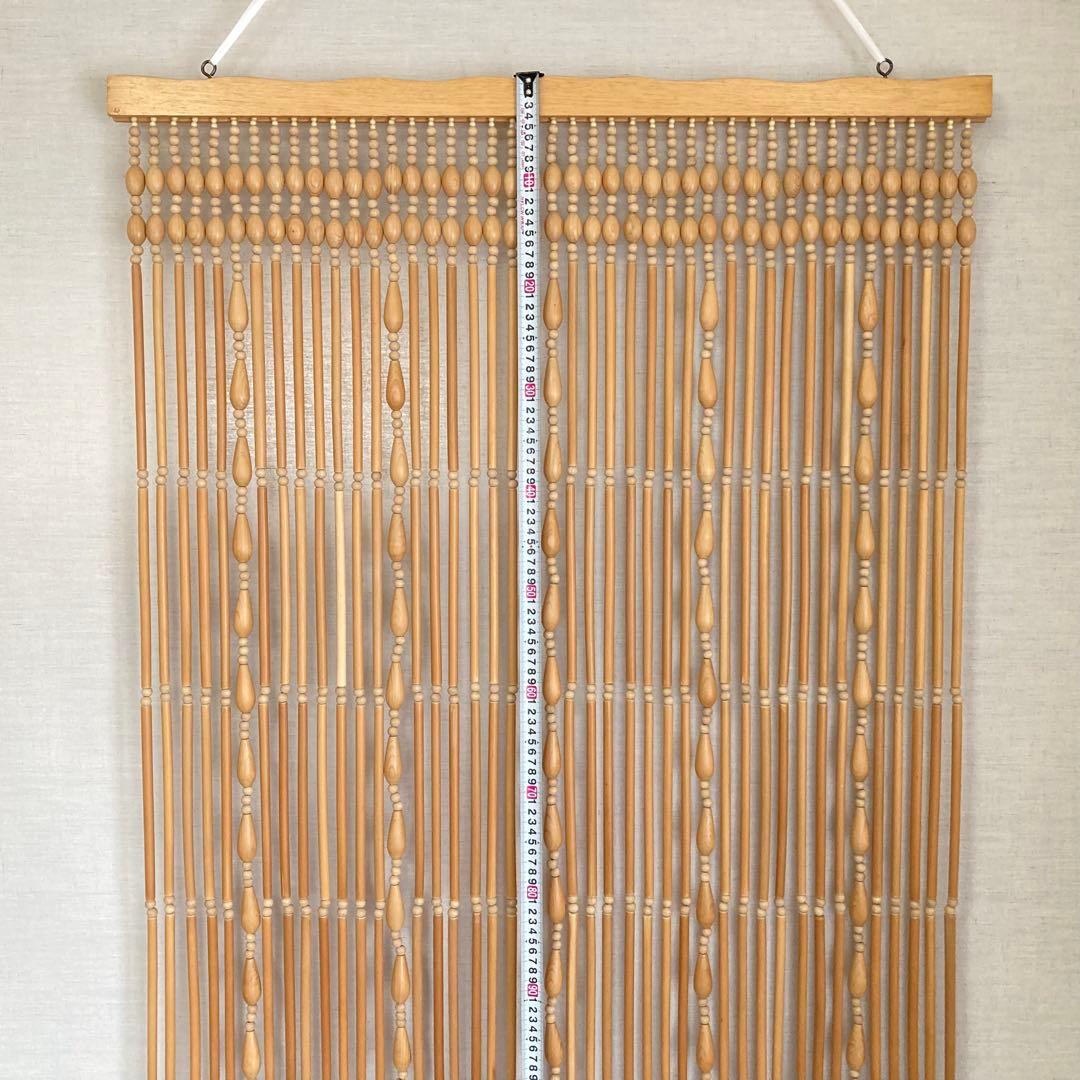 高島屋 珠のれん 玉すだれ 壁掛け ロング 大型 木製 当時物 昭和レトロ 新品